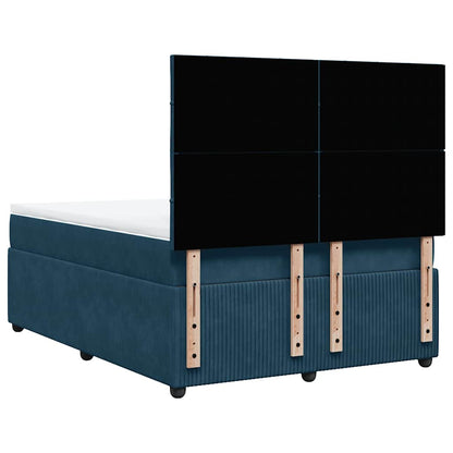 Giroletto a Molle con Materasso Blu 140x200 cm in Velluto