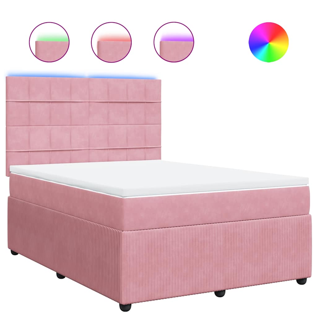 Giroletto a Molle con Materasso Rosa 140x200 cm in Velluto | homemem39