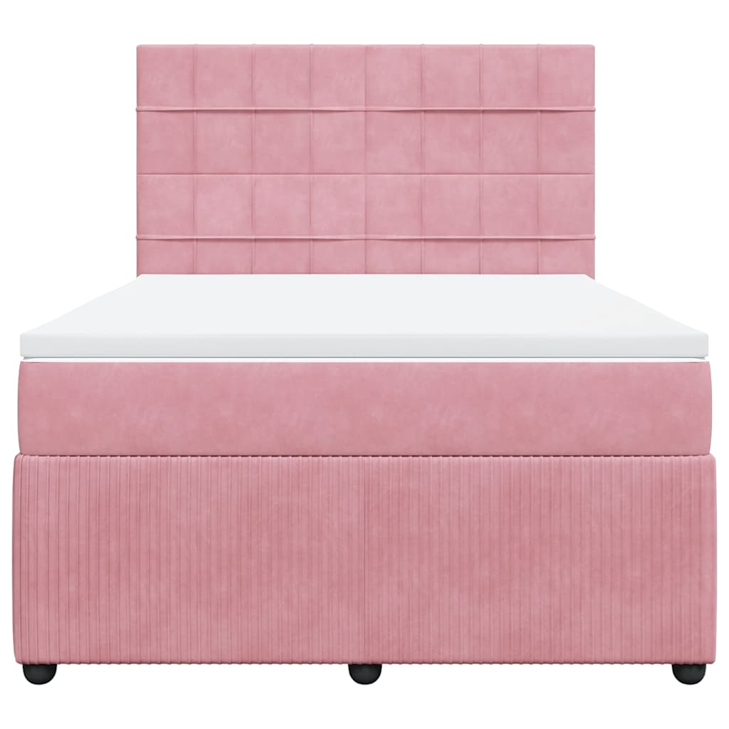 Giroletto a Molle con Materasso Rosa 140x200 cm in Velluto | homemem39