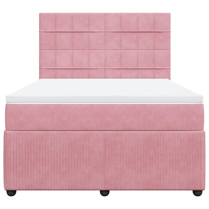 Giroletto a Molle con Materasso Rosa 140x200 cm in Velluto