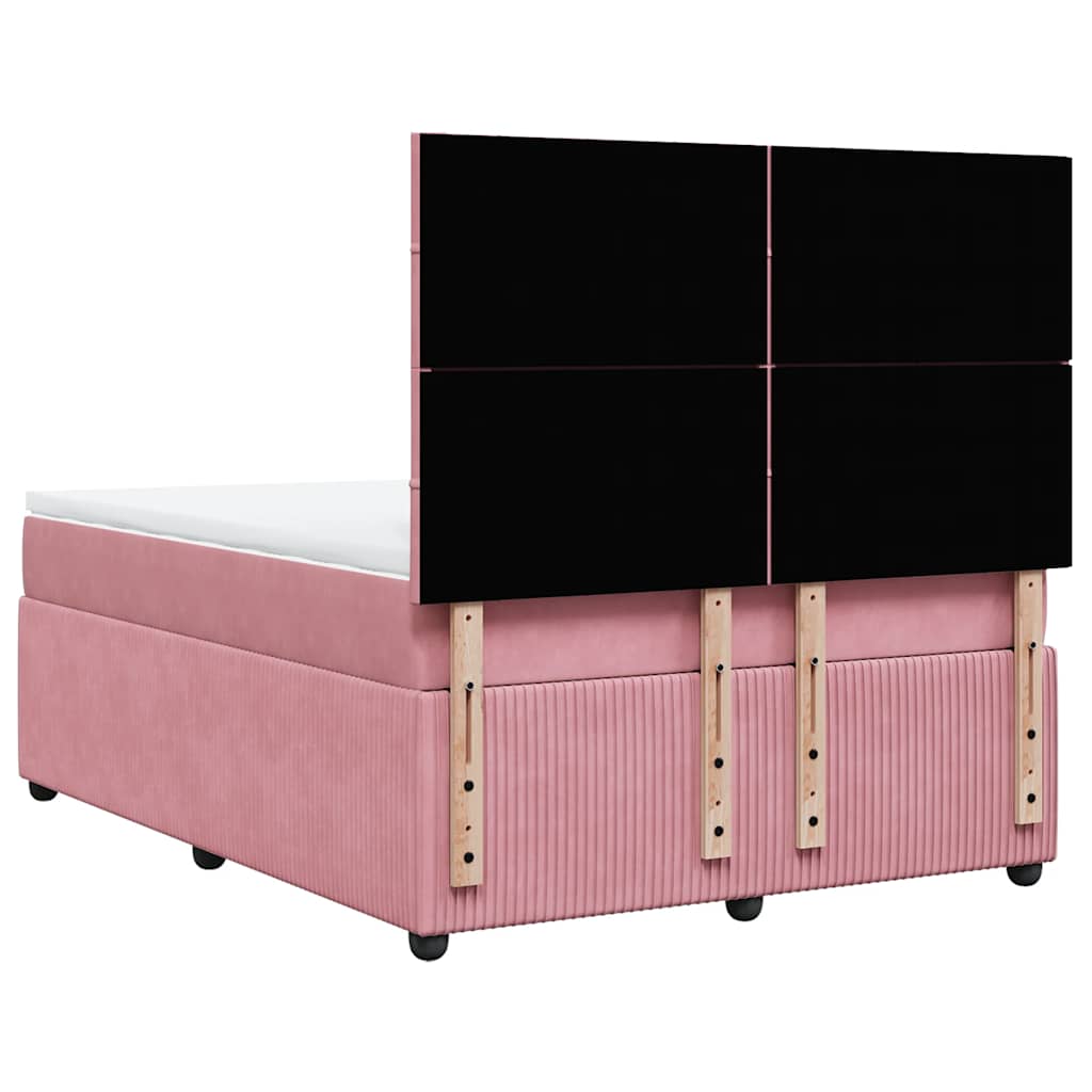 Giroletto a Molle con Materasso Rosa 140x200 cm in Velluto | homemem39