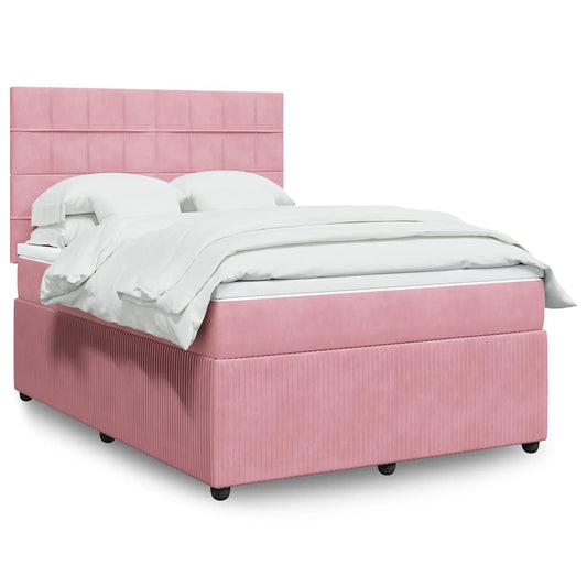 Giroletto a Molle con Materasso Rosa 140x200 cm in Velluto | homemem39