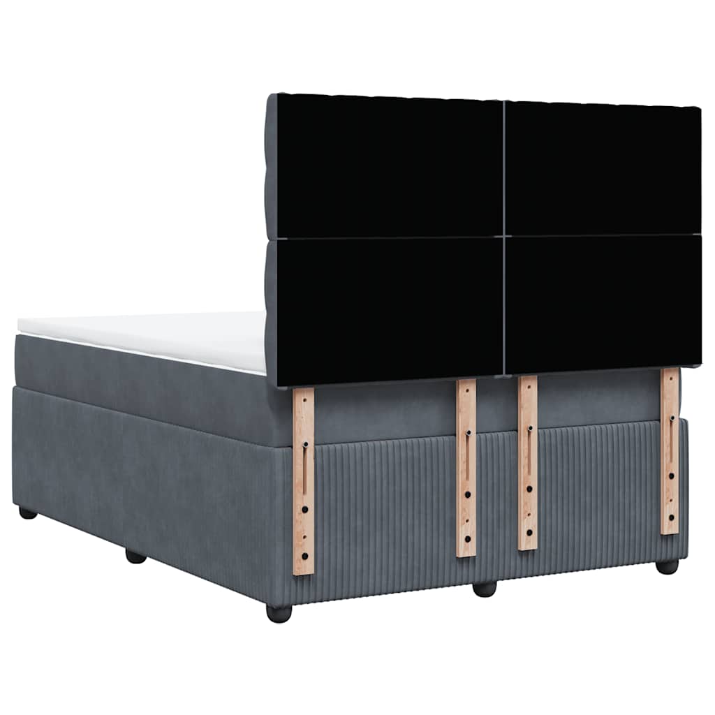 Giroletto a Molle con Materasso Grigio Scuro 140x200 cm Velluto