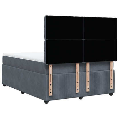 Giroletto a Molle con Materasso Grigio Scuro 140x200 cm Velluto