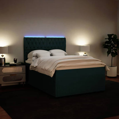 Giroletto a Molle con Materasso Verde Scuro 140x200 cm Velluto