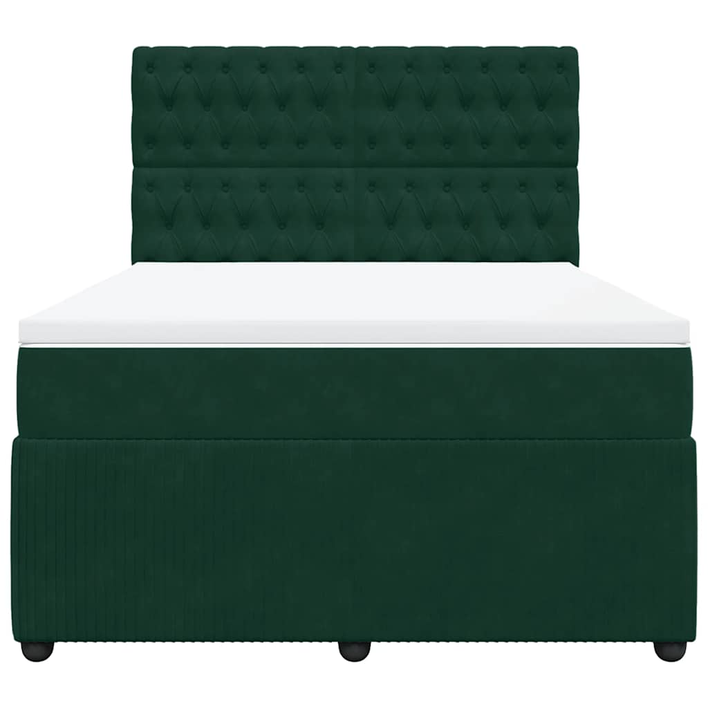 Giroletto a Molle con Materasso Verde Scuro 140x200 cm Velluto