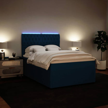 Giroletto a Molle con Materasso Blu 140x200 cm in Velluto