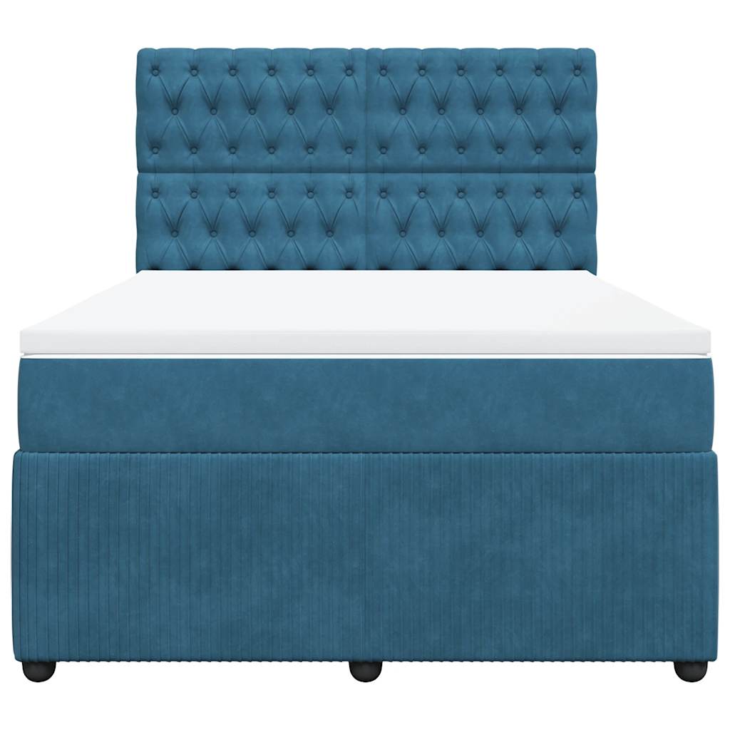 Giroletto a Molle con Materasso Blu 140x200 cm in Velluto - homemem39