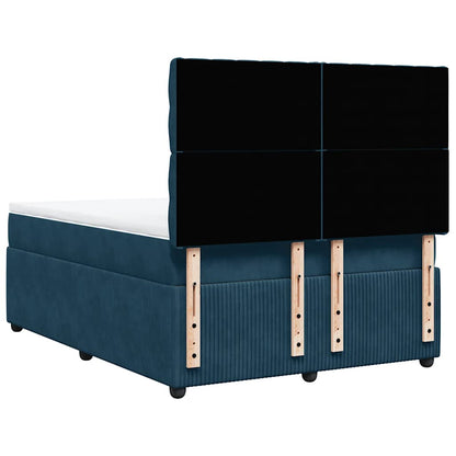 Giroletto a Molle con Materasso Blu 140x200 cm in Velluto