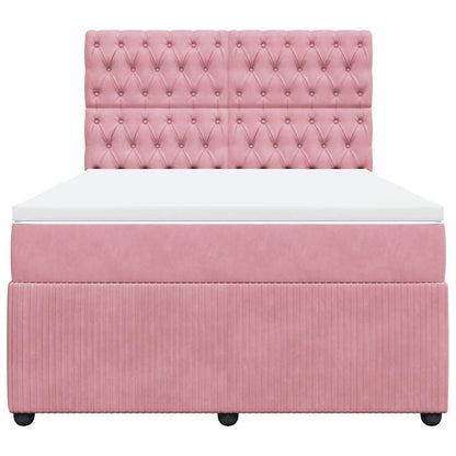 Giroletto a Molle con Materasso Rosa 140x200 cm in Velluto
