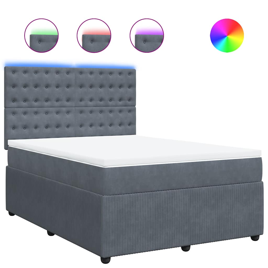 Giroletto a Molle con Materasso Grigio Scuro 140x200 cm Velluto | homemem39