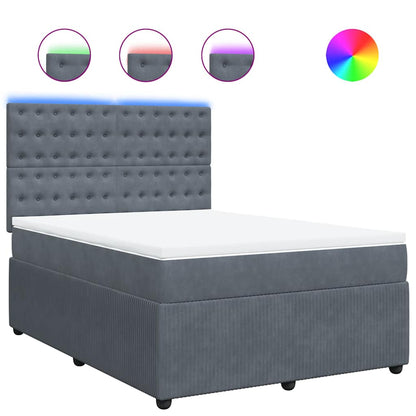 Giroletto a Molle con Materasso Grigio Scuro 140x200 cm Velluto | homemem39