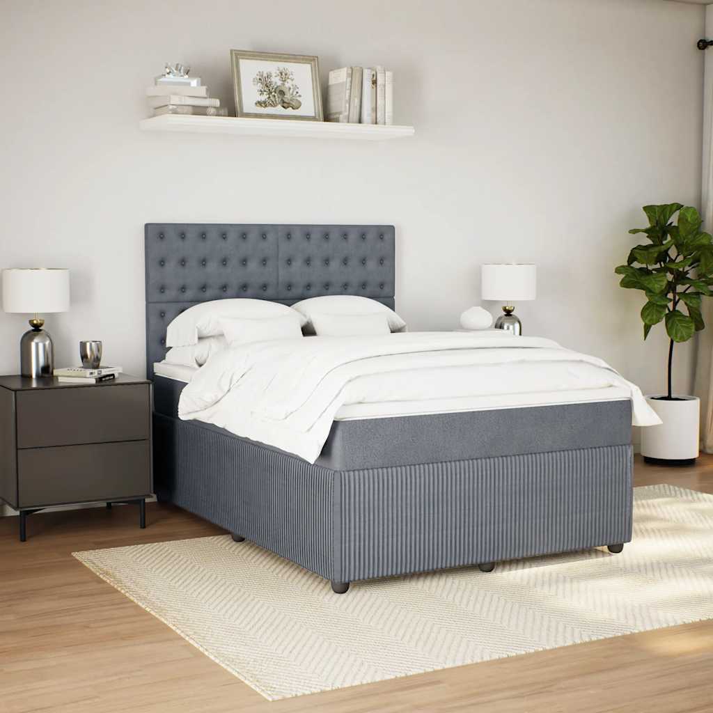 Giroletto a Molle con Materasso Grigio Scuro 140x200 cm Velluto | homemem39