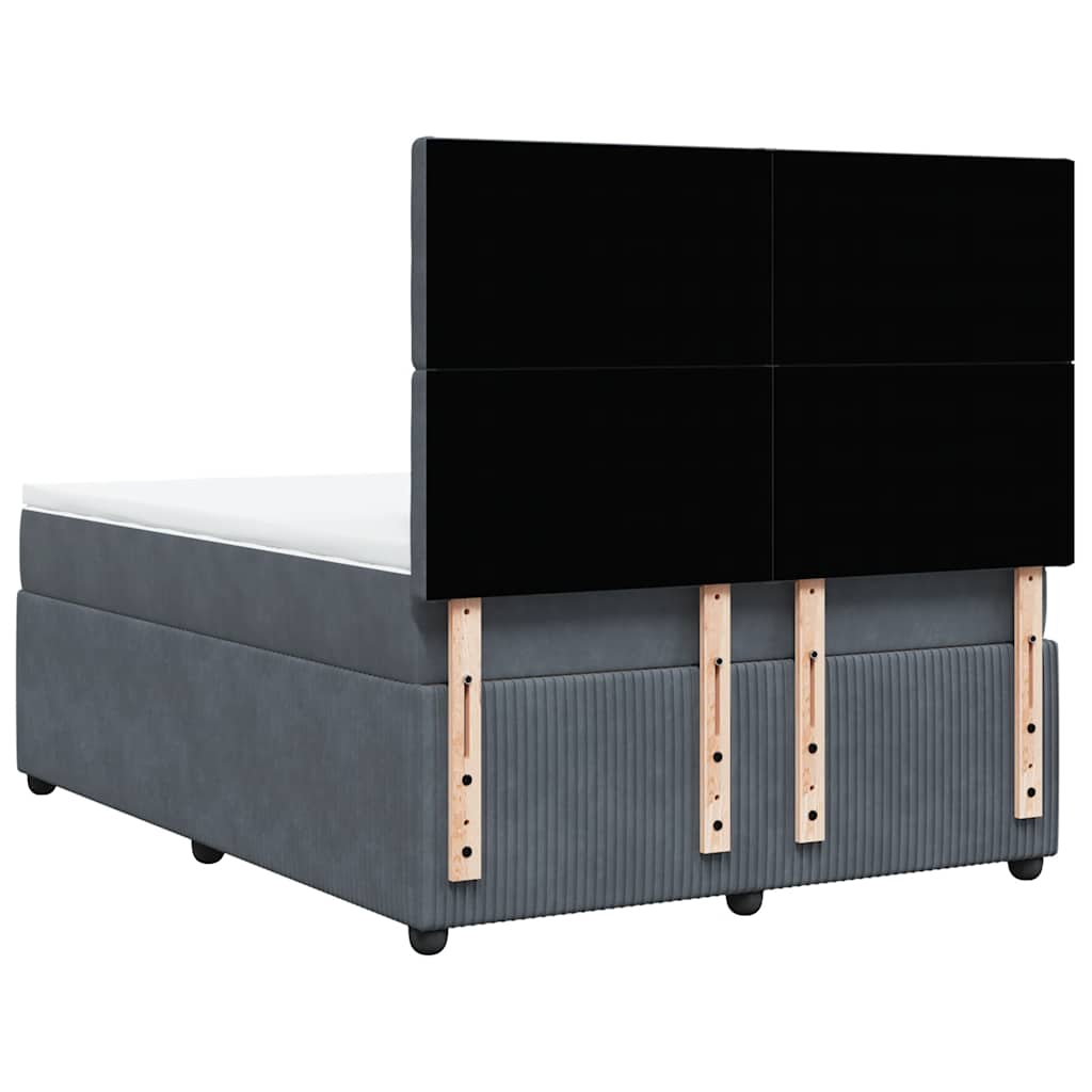 Giroletto a Molle con Materasso Grigio Scuro 140x200 cm Velluto | homemem39