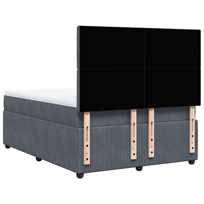 Giroletto a Molle con Materasso Grigio Scuro 140x200 cm Velluto