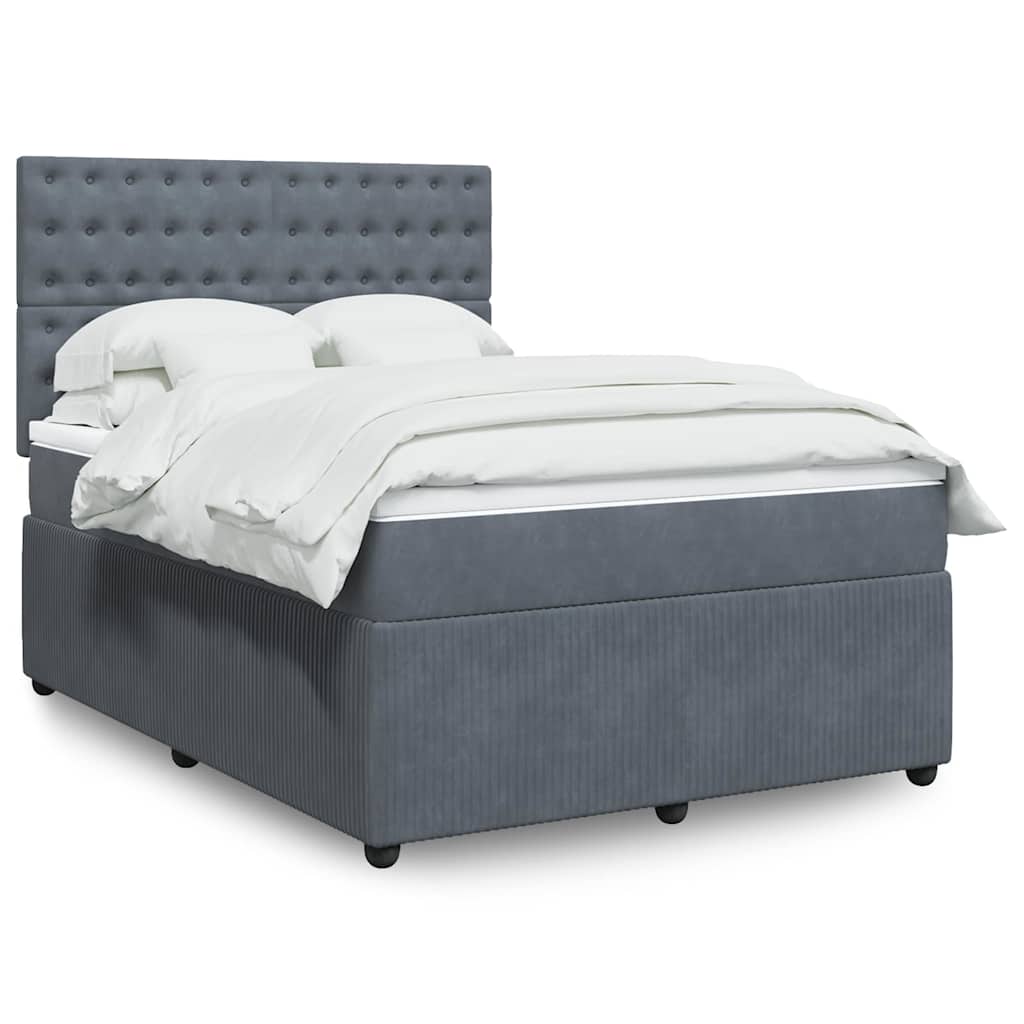 Giroletto a Molle con Materasso Grigio Scuro 140x200 cm Velluto | homemem39