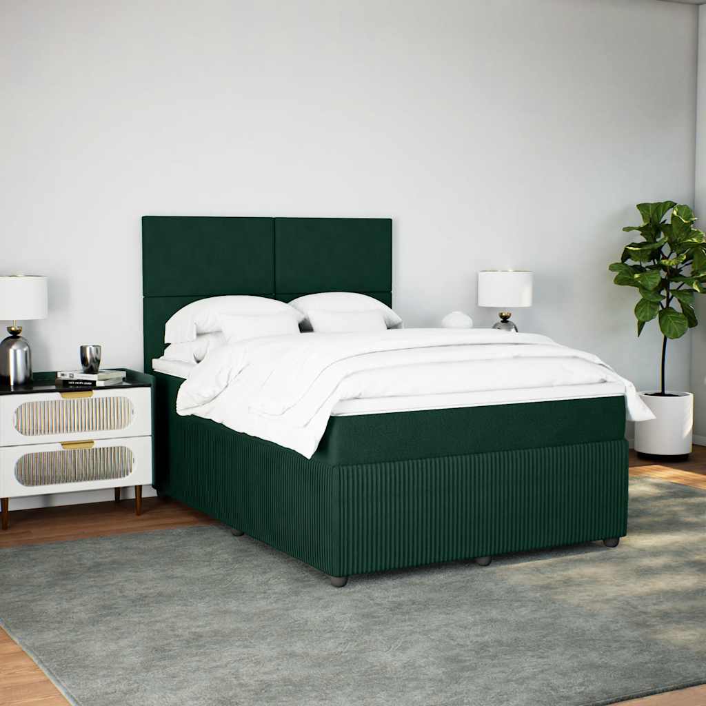 Giroletto a Molle con Materasso Verde Scuro 160x200 cm Velluto