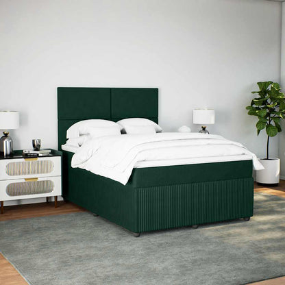 Giroletto a Molle con Materasso Verde Scuro 160x200 cm Velluto