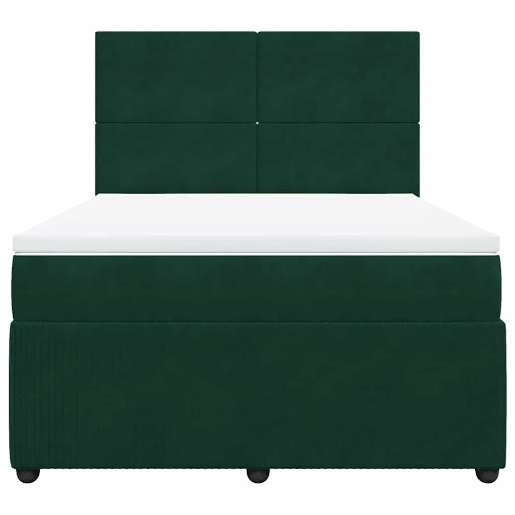 Giroletto a Molle con Materasso Verde Scuro 160x200 cm Velluto