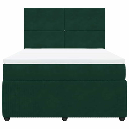 Giroletto a Molle con Materasso Verde Scuro 160x200 cm Velluto