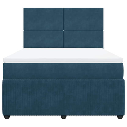 Giroletto a Molle con Materasso Blu 160x200 cm in Velluto