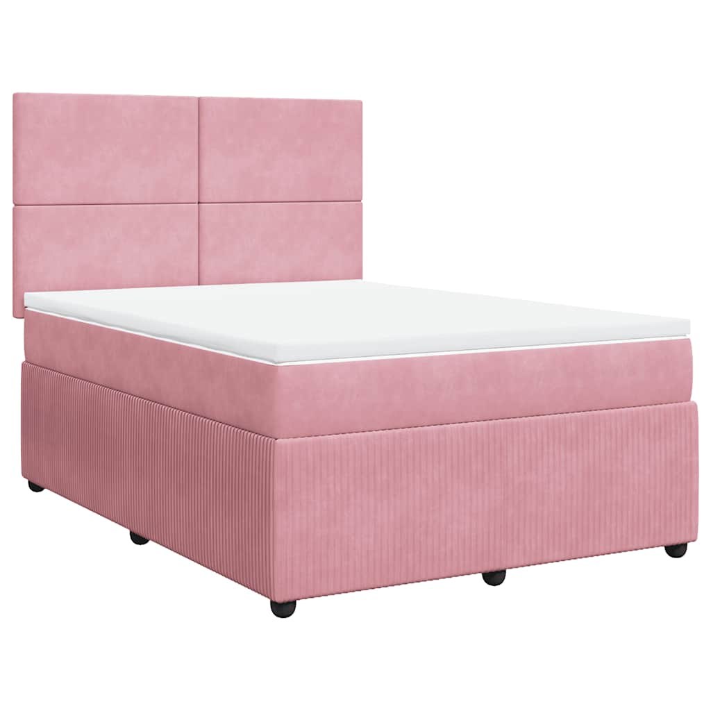 Giroletto a Molle con Materasso Rosa 160x200 cm in Velluto | homemem39