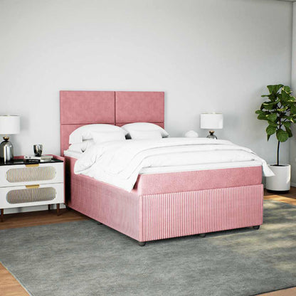 Giroletto a Molle con Materasso Rosa 160x200 cm in Velluto