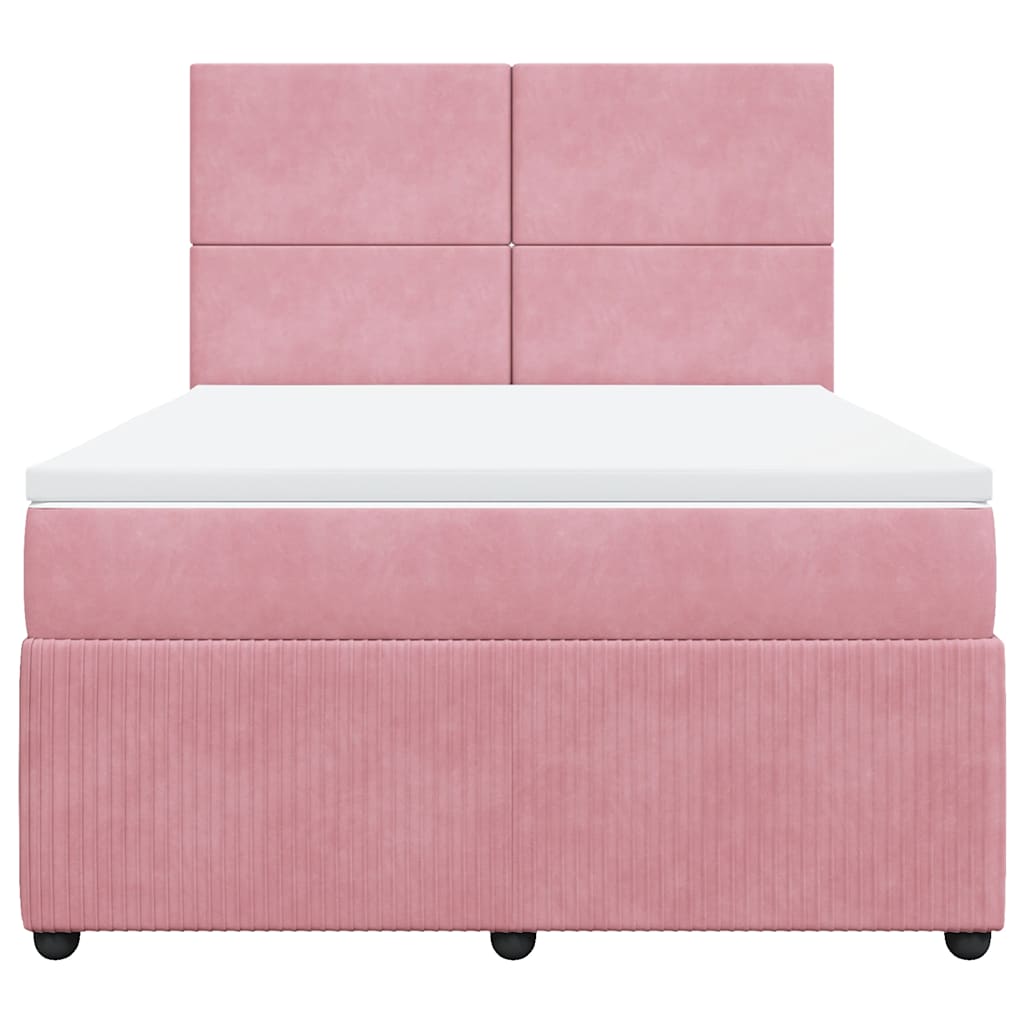 Giroletto a Molle con Materasso Rosa 160x200 cm in Velluto | homemem39