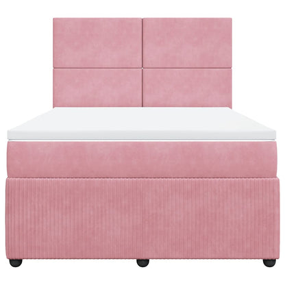 Giroletto a Molle con Materasso Rosa 160x200 cm in Velluto | homemem39