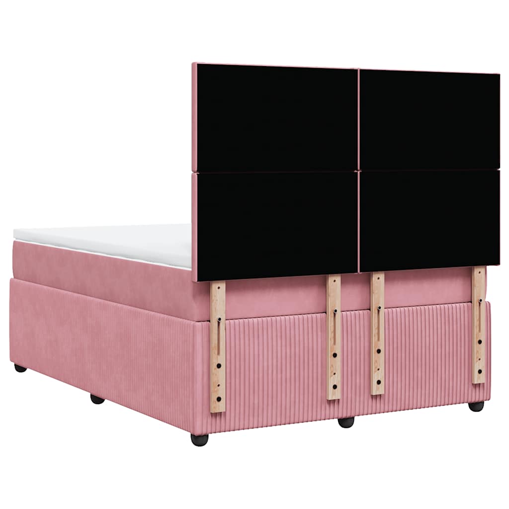 Giroletto a Molle con Materasso Rosa 160x200 cm in Velluto | homemem39