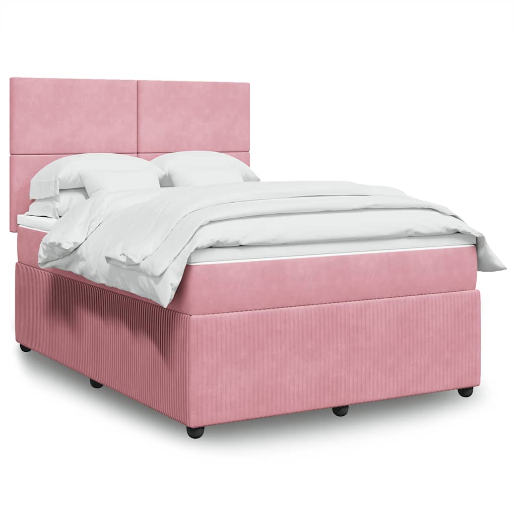 Giroletto a Molle con Materasso Rosa 160x200 cm in Velluto | homemem39