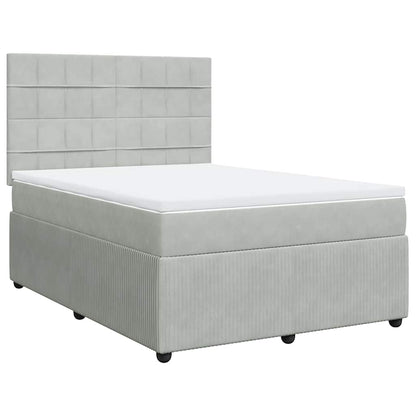 Giroletto a Molle con Materasso Grigio Chiaro 160x200cm Velluto
