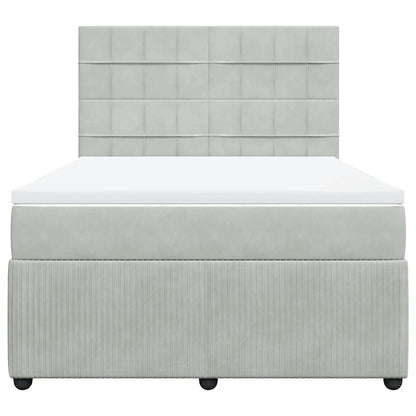 Giroletto a Molle con Materasso Grigio Chiaro 160x200cm Velluto