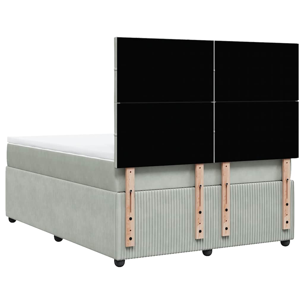 Giroletto a Molle con Materasso Grigio Chiaro 160x200cm Velluto