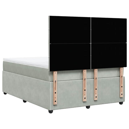 Giroletto a Molle con Materasso Grigio Chiaro 160x200cm Velluto