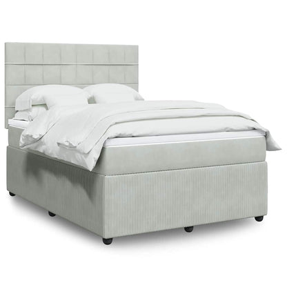 Giroletto a Molle con Materasso Grigio Chiaro 160x200cm Velluto