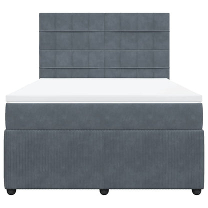 Giroletto a Molle con Materasso Grigio Scuro 160x200 cm Velluto