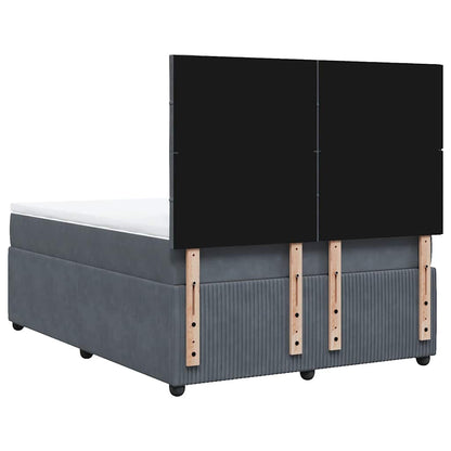 Giroletto a Molle con Materasso Grigio Scuro 160x200 cm Velluto