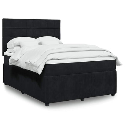 Giroletto a Molle con Materasso Nero 160x200 cm in Velluto