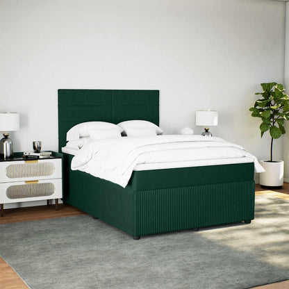 Giroletto a Molle con Materasso Verde Scuro 160x200 cm Velluto