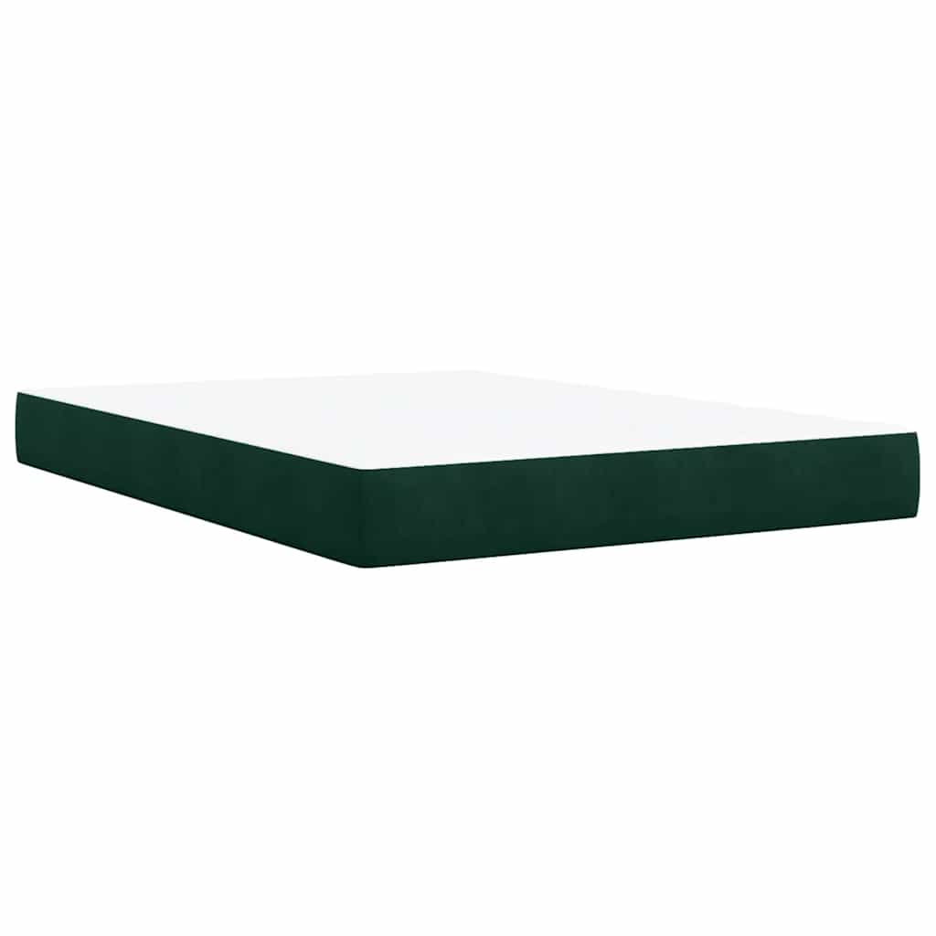 Giroletto a Molle con Materasso Verde Scuro 160x200 cm Velluto