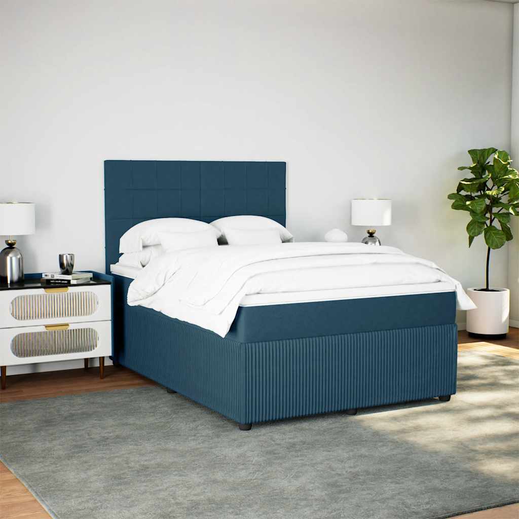 Giroletto a Molle con Materasso Blu 160x200 cm in Velluto