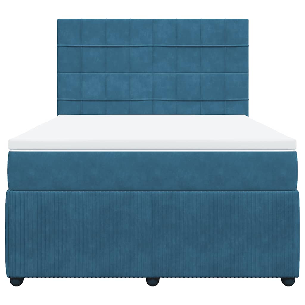 Giroletto a Molle con Materasso Blu 160x200 cm in Velluto - homemem39