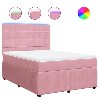 Giroletto a Molle con Materasso Rosa 160x200 cm in Velluto | homemem39