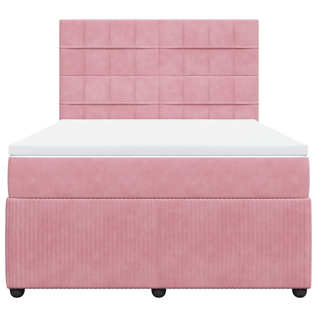 Giroletto a Molle con Materasso Rosa 160x200 cm in Velluto | homemem39