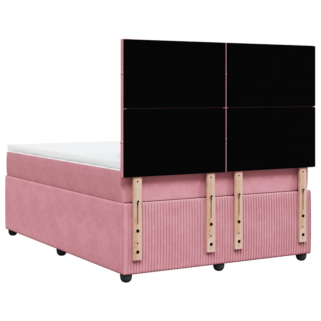 Giroletto a Molle con Materasso Rosa 160x200 cm in Velluto | homemem39