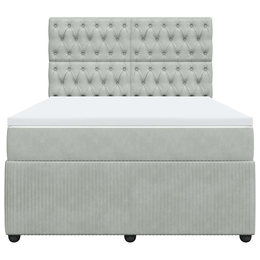 Giroletto a Molle con Materasso Grigio Chiaro 160x200cm Velluto