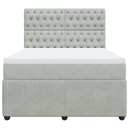 Giroletto a Molle con Materasso Grigio Chiaro 160x200cm Velluto