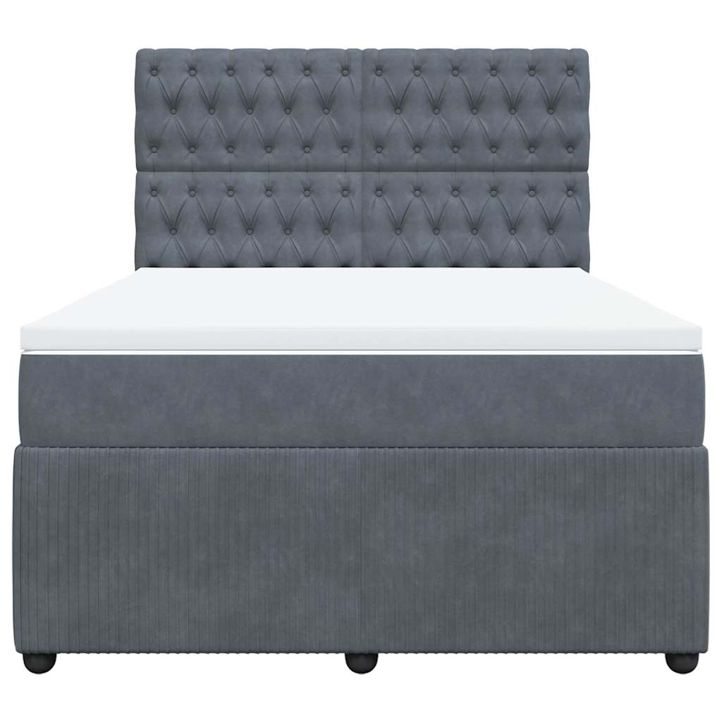 Giroletto a Molle con Materasso Grigio Scuro 160x200 cm Velluto