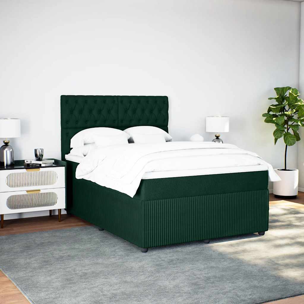 Giroletto a Molle con Materasso Verde Scuro 160x200 cm Velluto